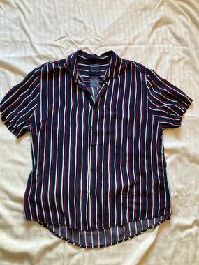 Denim & Flower Striped Button Up